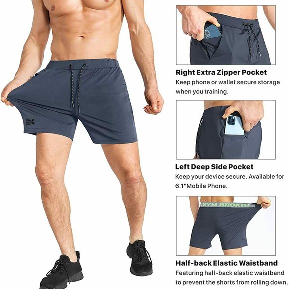 New Men's Lightweight Gym Shorts, Bodybuilding - Picture 2 of 6